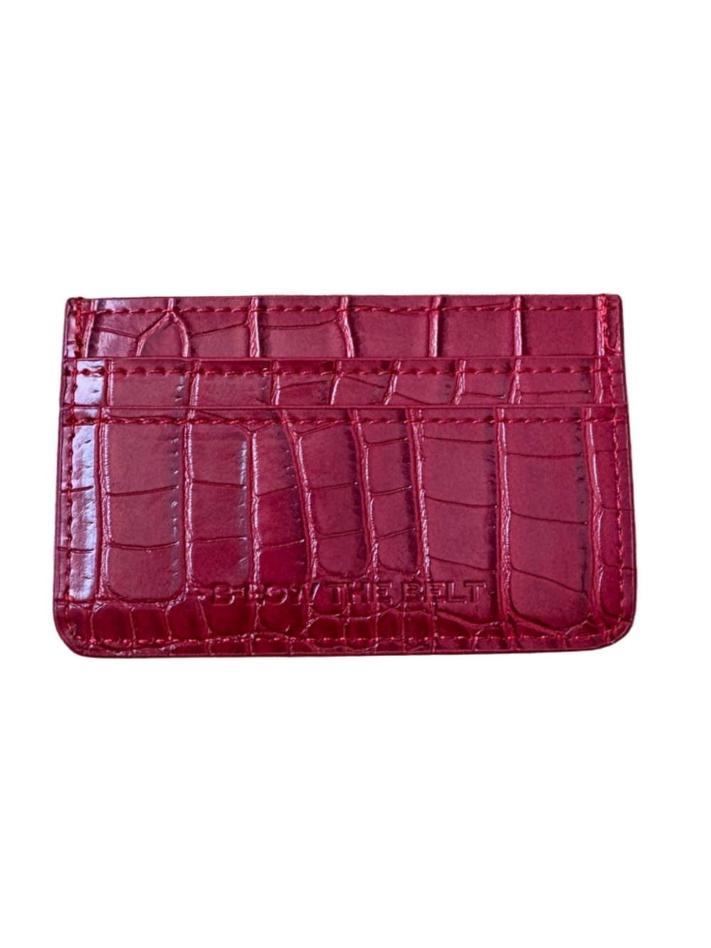 B-Low the Belt Red Croc Embossed Card Holder